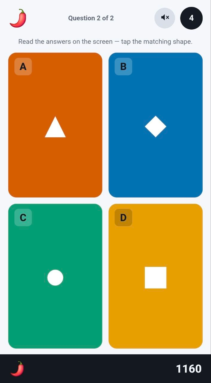 Answering on a phone: tap the matching shape.